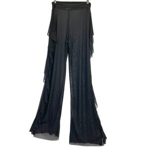 Large Sheer‎ Black Ruffle Mesh Pants Sexy Mesh Stretch Stripper Beach Club Y2K